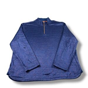 Robert Graham Navy Waterford Space Dye 1/4 Zip Pullover Mens 3XL Classic Fit EUC